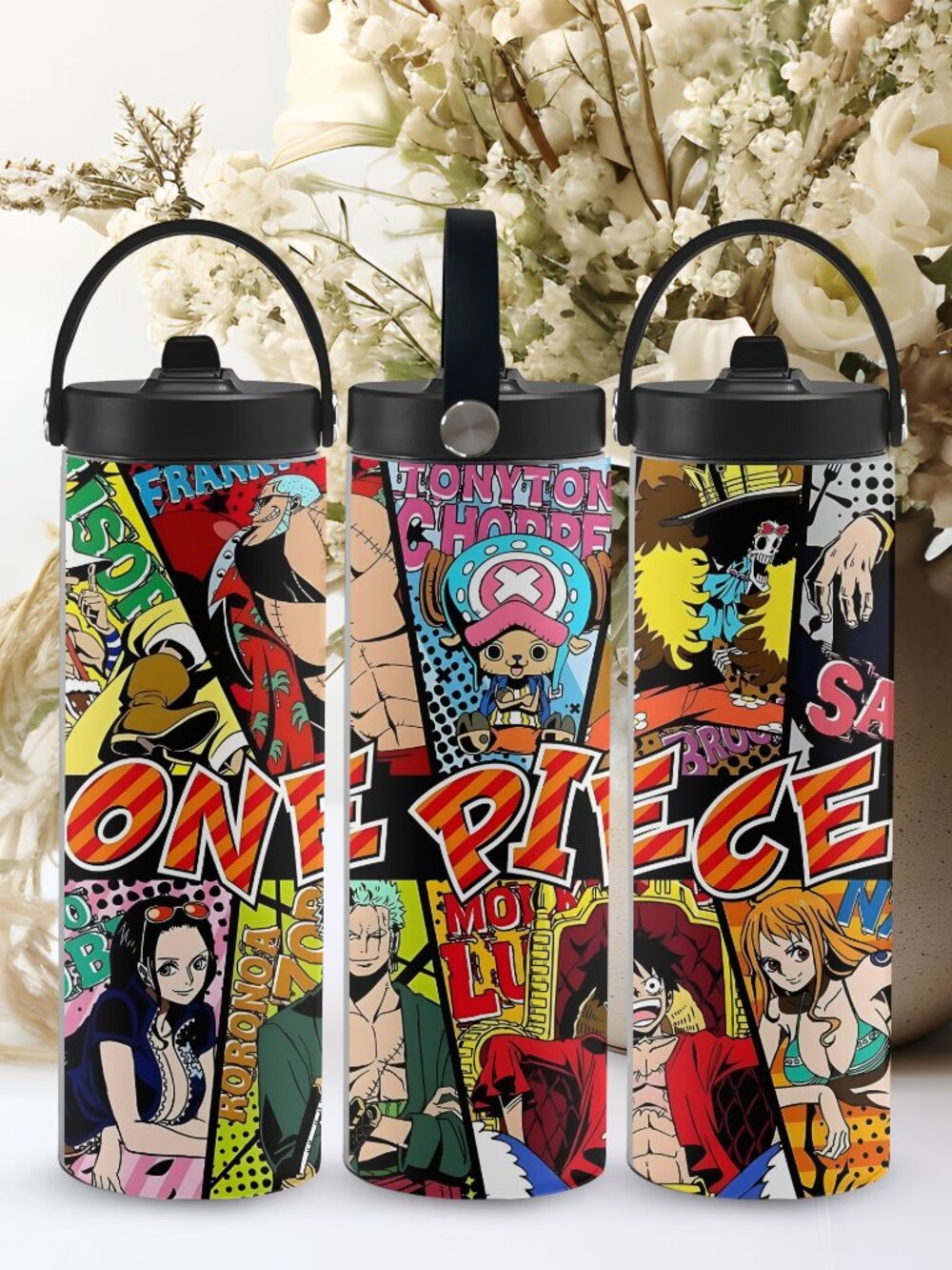 Anime Stainless Steel Tumbler with Portable Handle